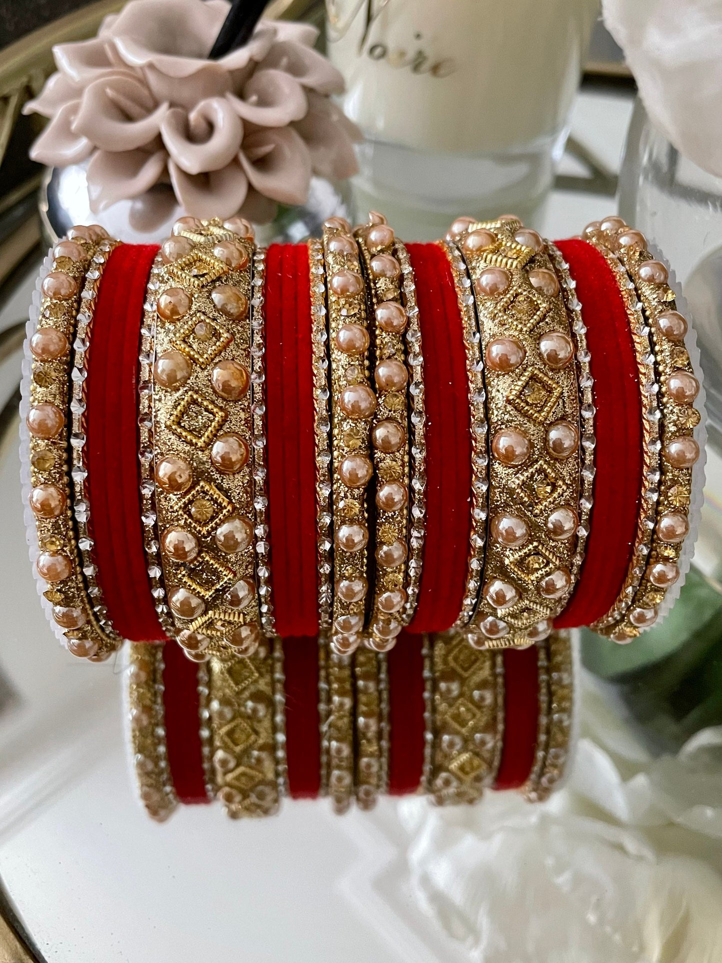 Indian Jewellery Bangles Stack Jewellery Velvet Metal Bangles Broad Kangan Perfect for Eid |Budget Item|