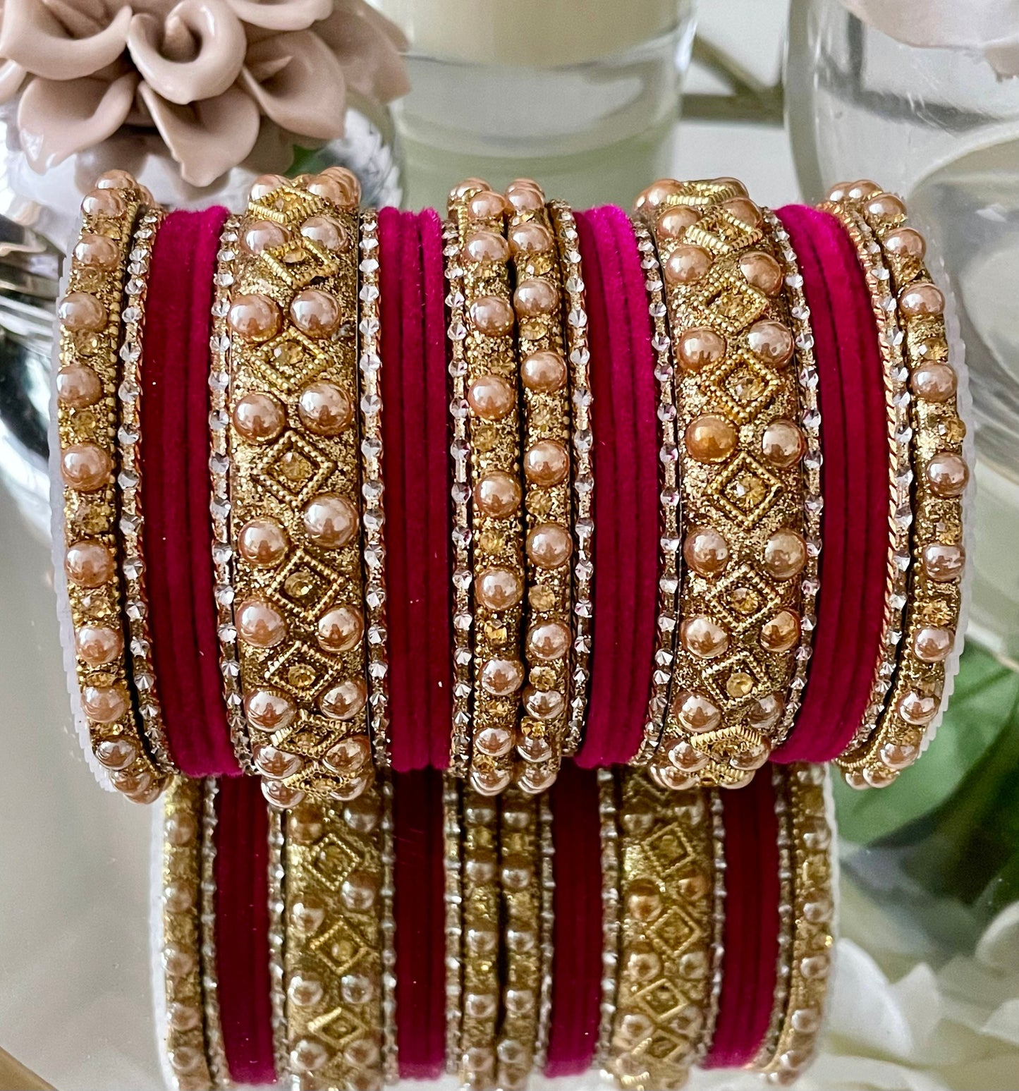 Indian Jewellery Bangles Stack Jewellery Velvet Metal Bangles Broad Kangan Perfect for Eid |Budget Item|