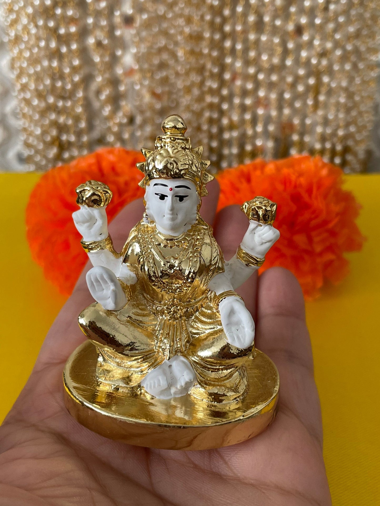 White and Gold Lakshmi and Ganesh Figurines Murtis Diwali Pooja House-Warming Gifts New Home