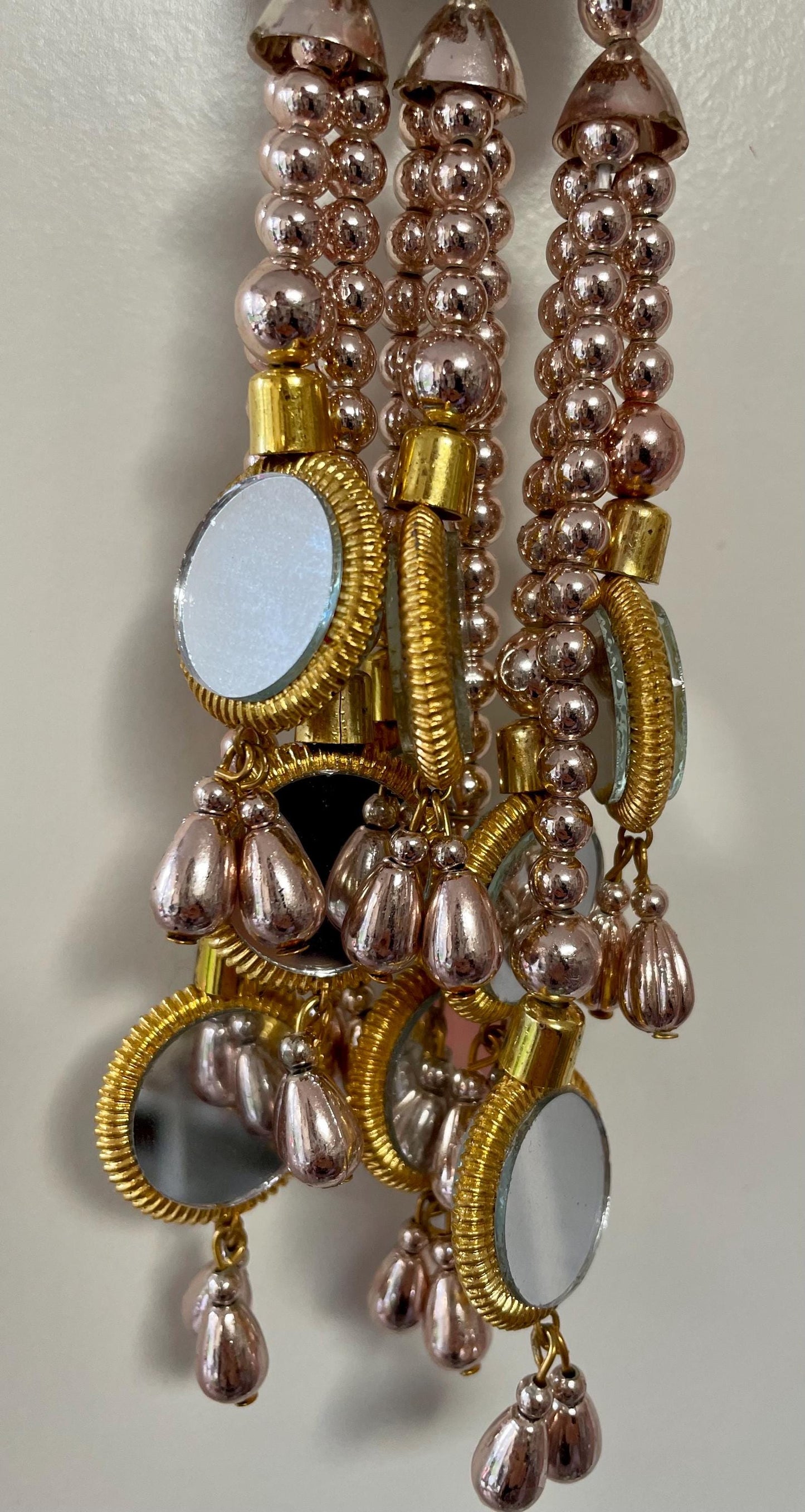 Mirror Paranda: Punjabi Hair Braid Accessory with Copper-Gold Latkans