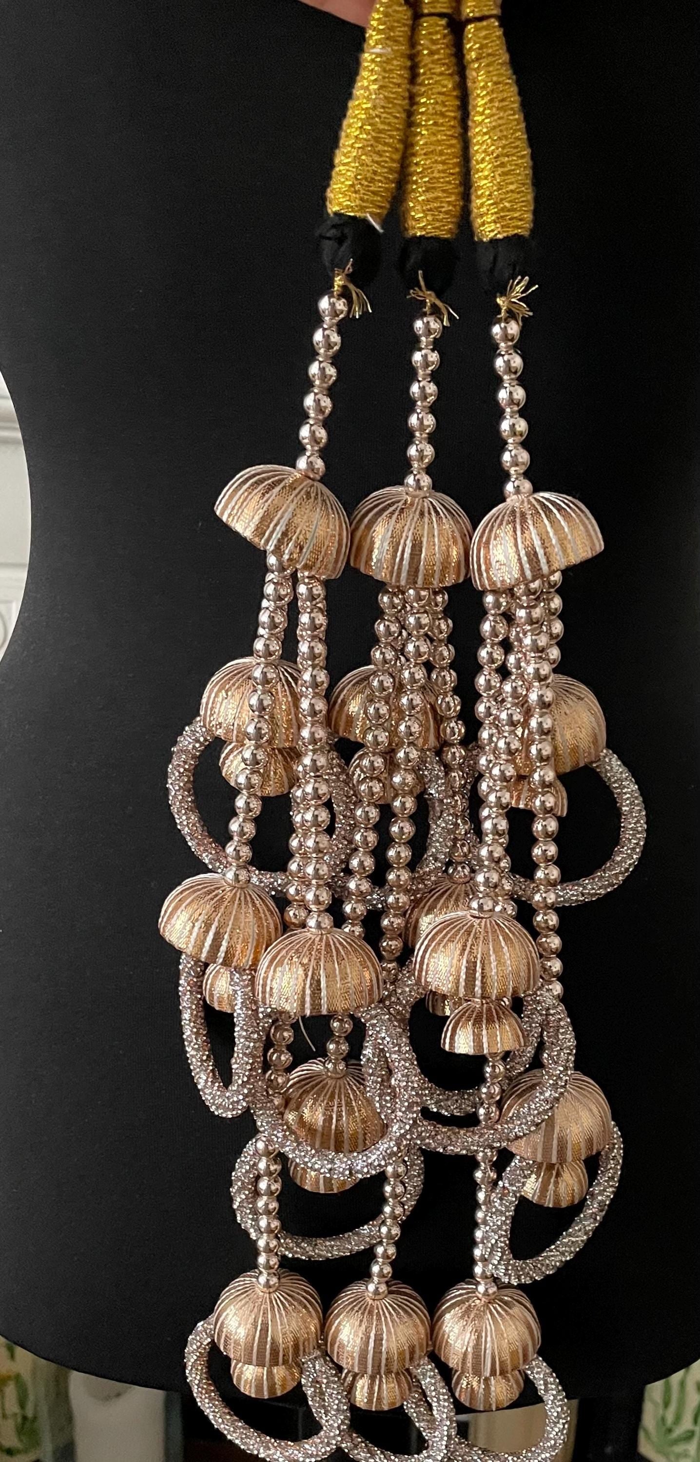 Bridal Paranda: Punjabi Wedding Hair Tassel with Rose Gold Gota