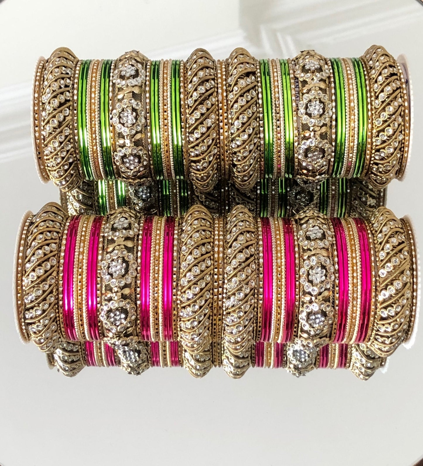 Indian Bangles Jewellery Full Bridal Long Set Rajwada Style Karwachauth Navratri Wedding Eid Bollywood Set for two Hands 46 Bangles
