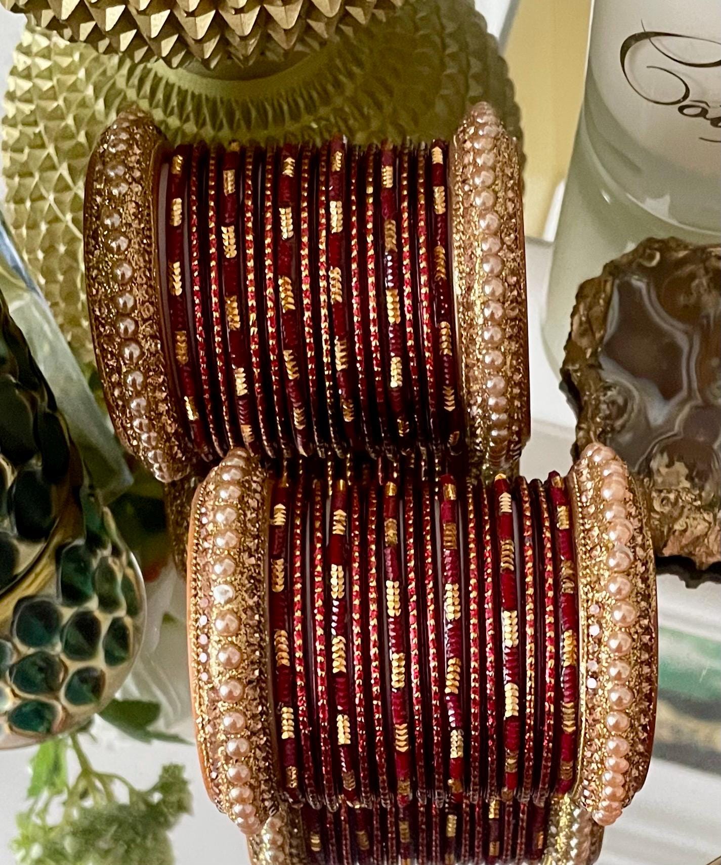 Glass Bangles| 2-4| Mehroon Dark-Red Karwa Chauth Eid Diwali