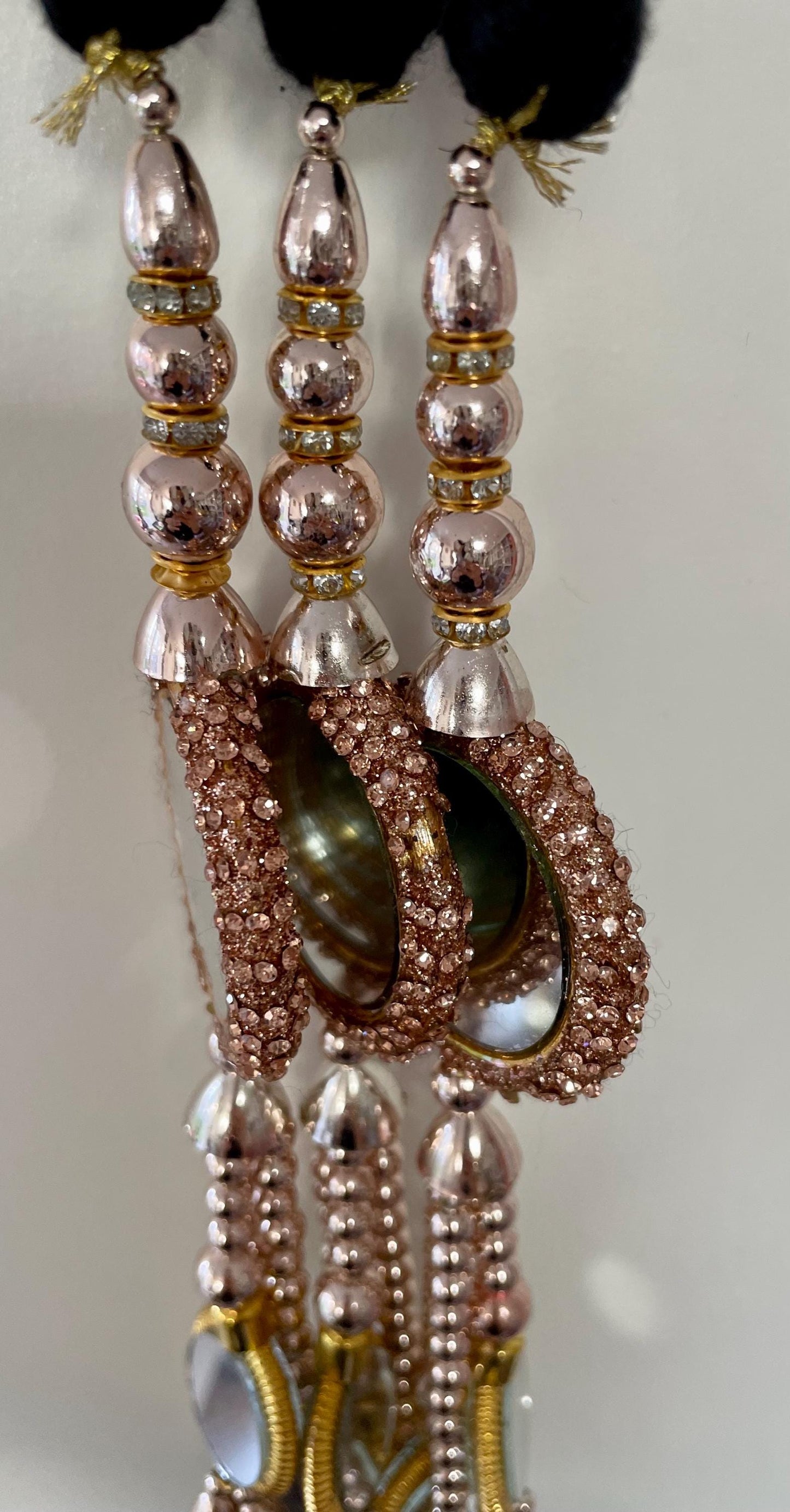 Mirror Paranda: Punjabi Hair Braid Accessory with Copper-Gold Latkans
