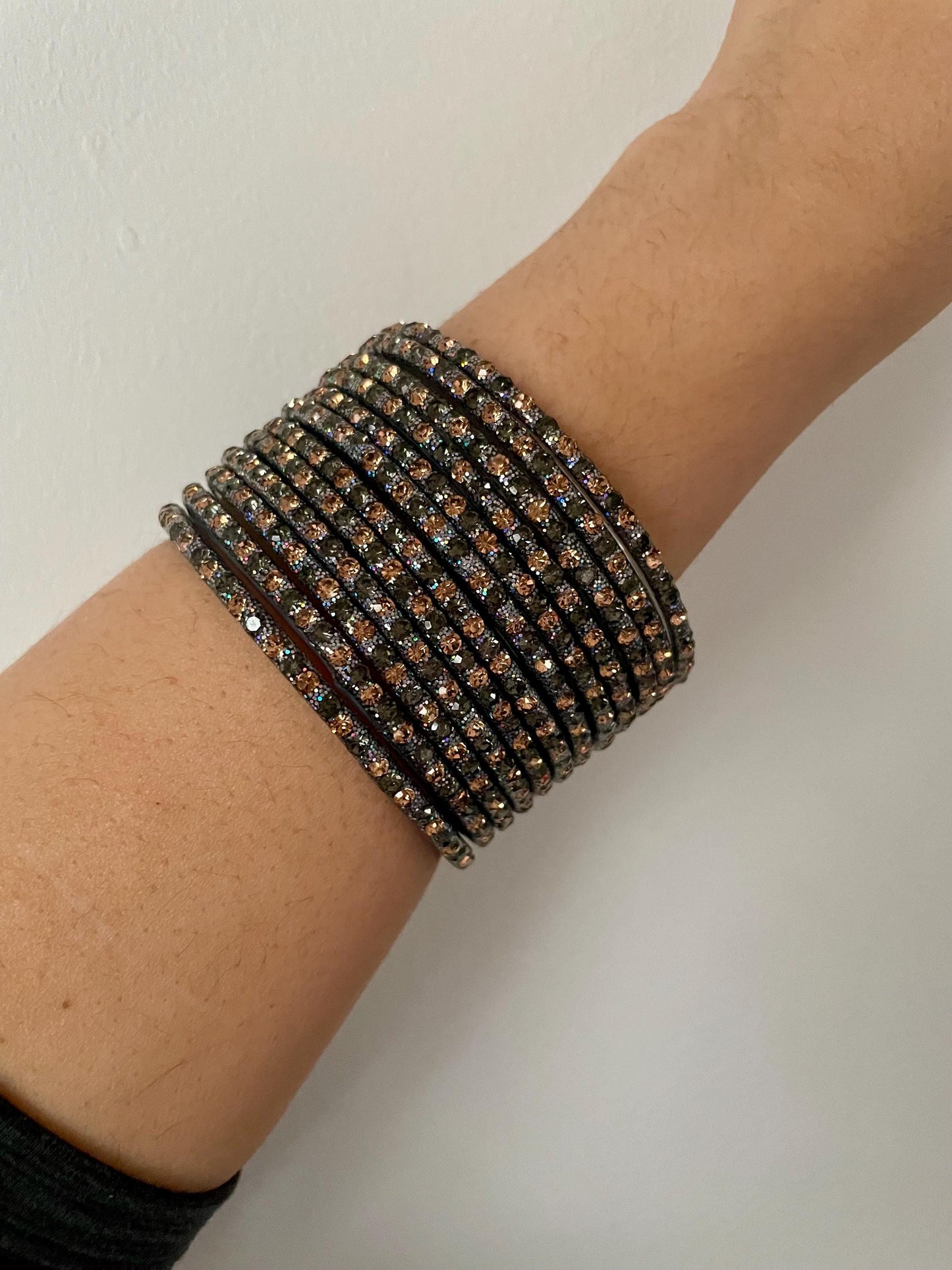 Grey Glass Bangles with sparkling LCD stones| 12 Bangles