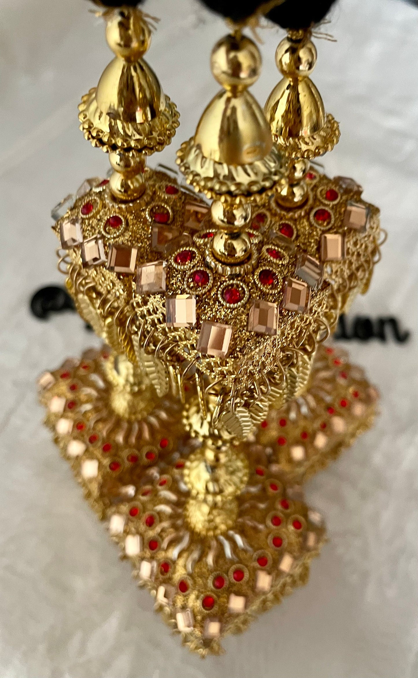 Punjabi Parandi Braid: Gold Kaleera Latkan with Kundan Rhinestones