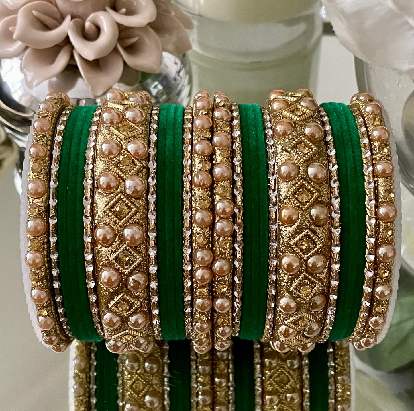 Indian Jewellery Bangles Stack Jewellery Velvet Metal Bangles Broad Kangan Perfect for Eid |Budget Item|