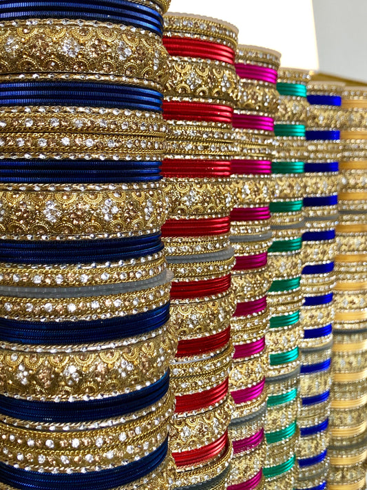 Indian Bangles: Metal Kangan Stack Jewelry, Festive Diwali Navratri